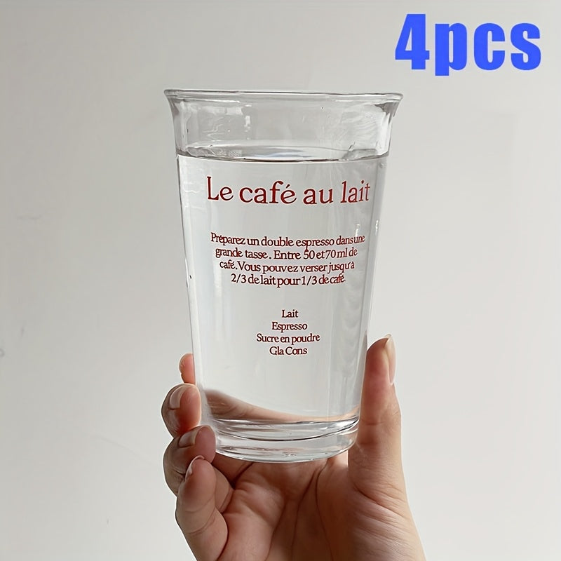 1\u002F2\u002F4pcs INS Style Exquisite Glass Cup Suitable for Ice Coffee, Juice, Drink, Milk, Cocktail And Pearl Milk Tea