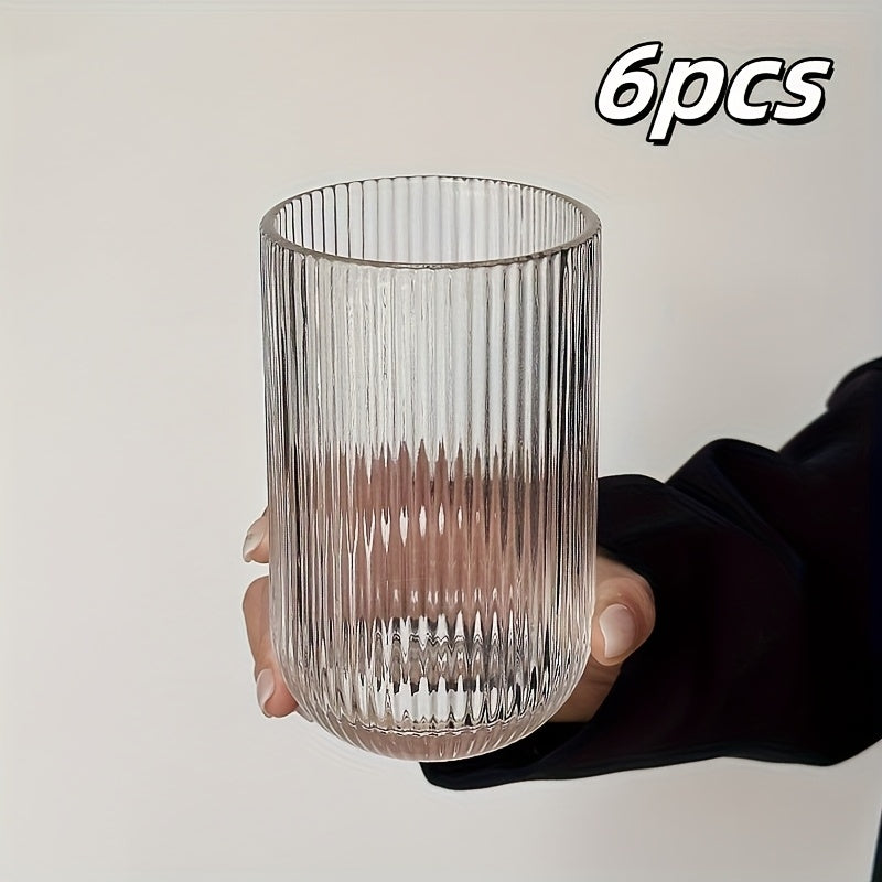 2\u002F4\u002F6\u002F8\u002F12pcs, Vertical Stripe Glasses, Juice Glasses, Red Wine Glasses, Suitable for Cocktails, Beer, Lemonade, Iced Tea, Mixed Drinks - Bar, Club, Restaurant, Home Use