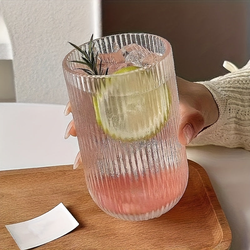 2\u002F4\u002F6\u002F8\u002F12pcs, Vertical Stripe Glasses, Juice Glasses, Red Wine Glasses, Suitable for Cocktails, Beer, Lemonade, Iced Tea, Mixed Drinks - Bar, Club, Restaurant, Home Use