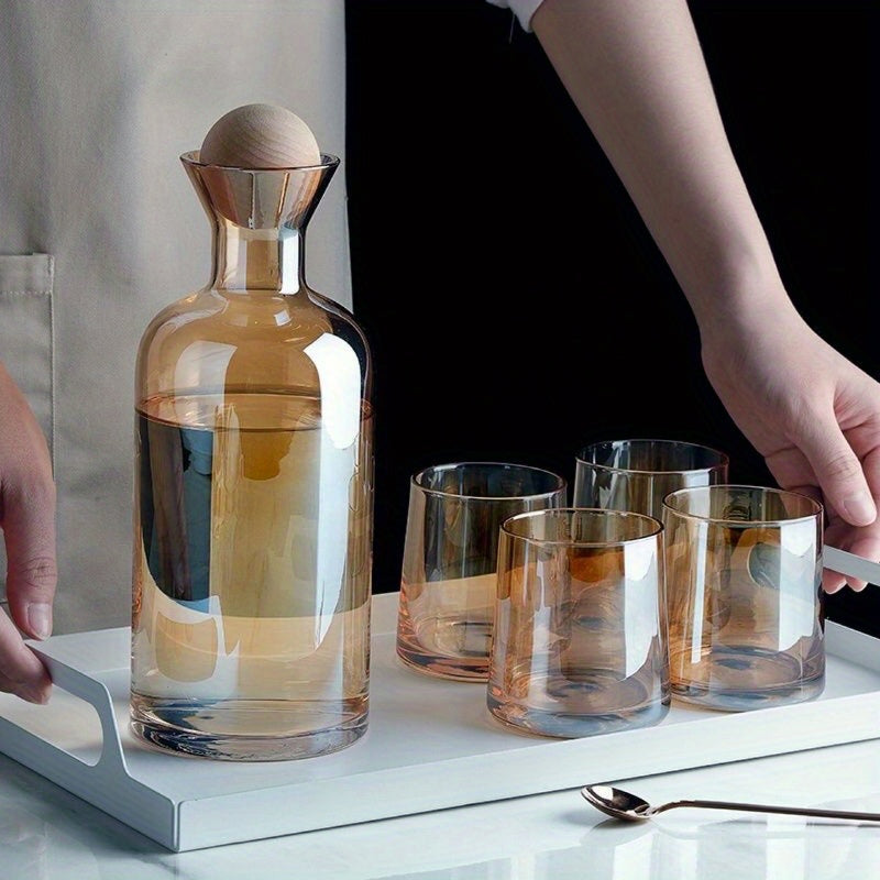 Luxury Glass Pitcher Set 5pcs Luxury Glass Water and Juice Pitcher Set - Elegant Thermal Resistant Drinking Glasses for Hot\u002FCold Beverages, Tea,, Juice Serving - Durable Glass Cup Collection for, Parties, Catering