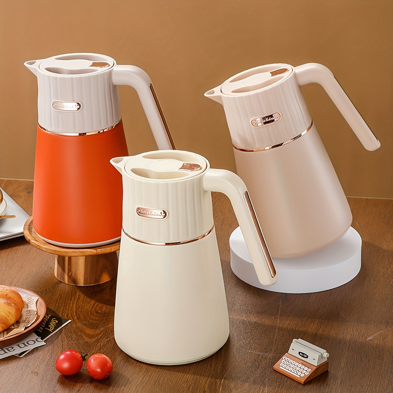 A Stainless Steel Insulated Kettle for Home Use, a Vacuum Coffee Pot, Double-Layer Heat-Resistant Teapot, Press-To-Pour Insulated Hot Water Kettle