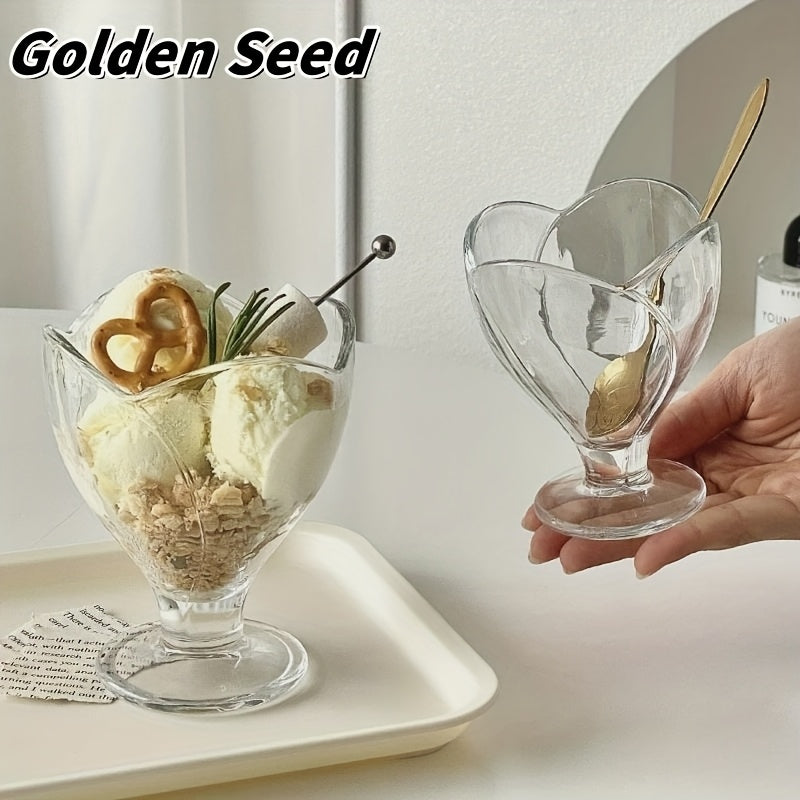 Creative Summer Drink Cups 1\u002F2\u002F4\u002F6\u002F8pcs 260Ml Petal Dessert Glass Cups | Creative Summer Cold Drink, Juice, Yogurt Parfaits, Ice Cream, High-Footed Cups for Home Use