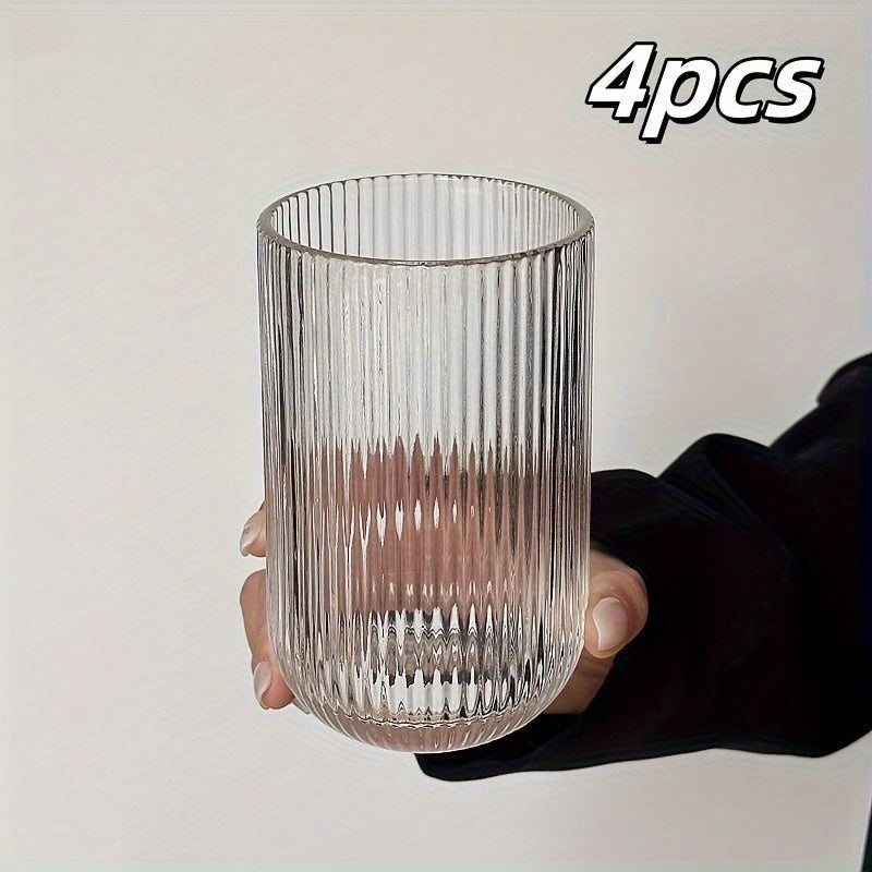 2\u002F4\u002F6\u002F8\u002F12pcs, Vertical Stripe Glasses, Juice Glasses, Red Wine Glasses, Suitable for Cocktails, Beer, Lemonade, Iced Tea, Mixed Drinks - Bar, Club, Restaurant, Home Use