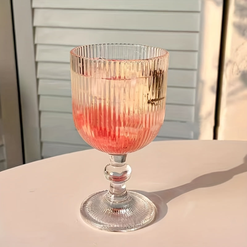 1\u002F2\u002F6\u002F8pcs Ribbed Stemmed Glasses • Juice Glasses, Wine Glasses • Suitable for Cocktails, Beer, Lemonade, Iced Tea, Mixed Drinks • Bar, Club, Restaurant, Home Use