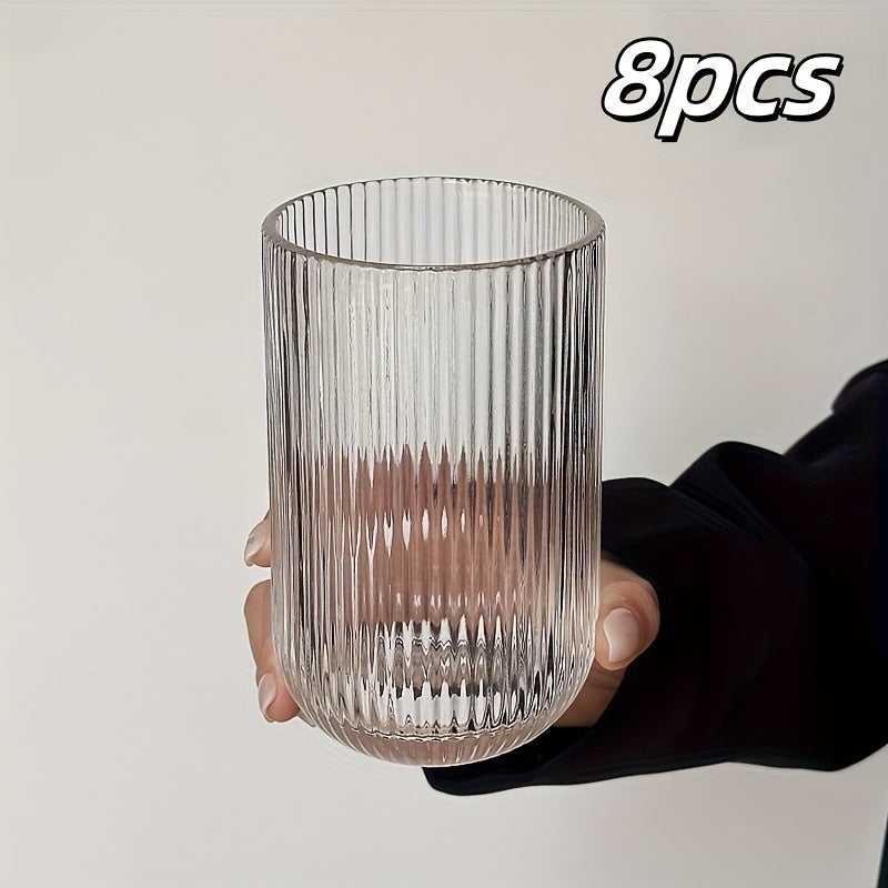 2\u002F4\u002F6\u002F8\u002F12pcs, Vertical Stripe Glasses, Juice Glasses, Red Wine Glasses, Suitable for Cocktails, Beer, Lemonade, Iced Tea, Mixed Drinks - Bar, Club, Restaurant, Home Use