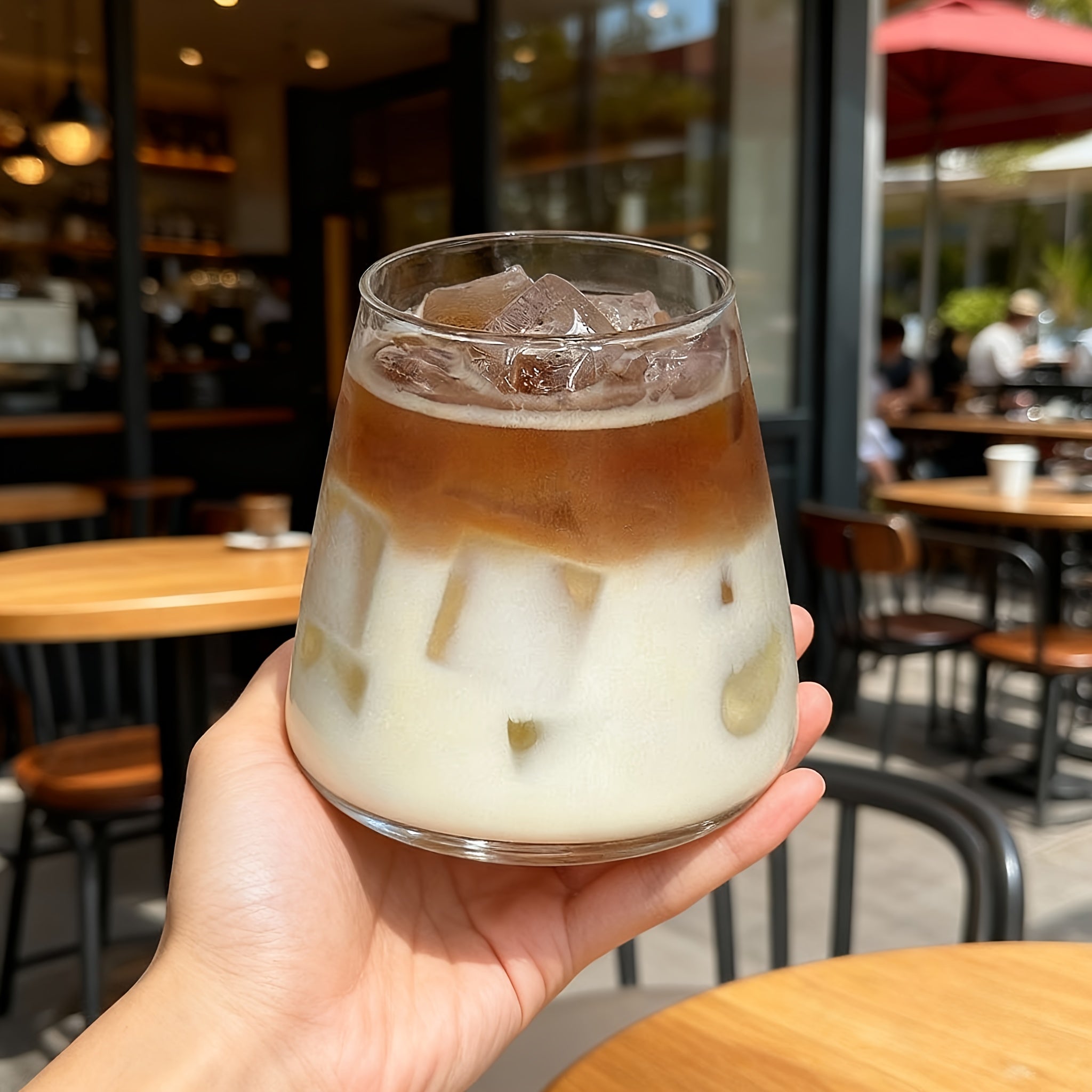 6pcs 11.83oz Glass Cups with Straws and Straw Brushes | American Latte, Cold Drink, Beverage, Water Cups, Suitable for Cafes, Home, Office, Outdoor Parties - Brand: Grinkwell