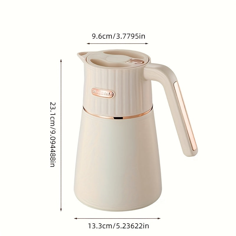 A Stainless Steel Insulated Kettle for Home Use, a Vacuum Coffee Pot, Double-Layer Heat-Resistant Teapot, Press-To-Pour Insulated Hot Water Kettle