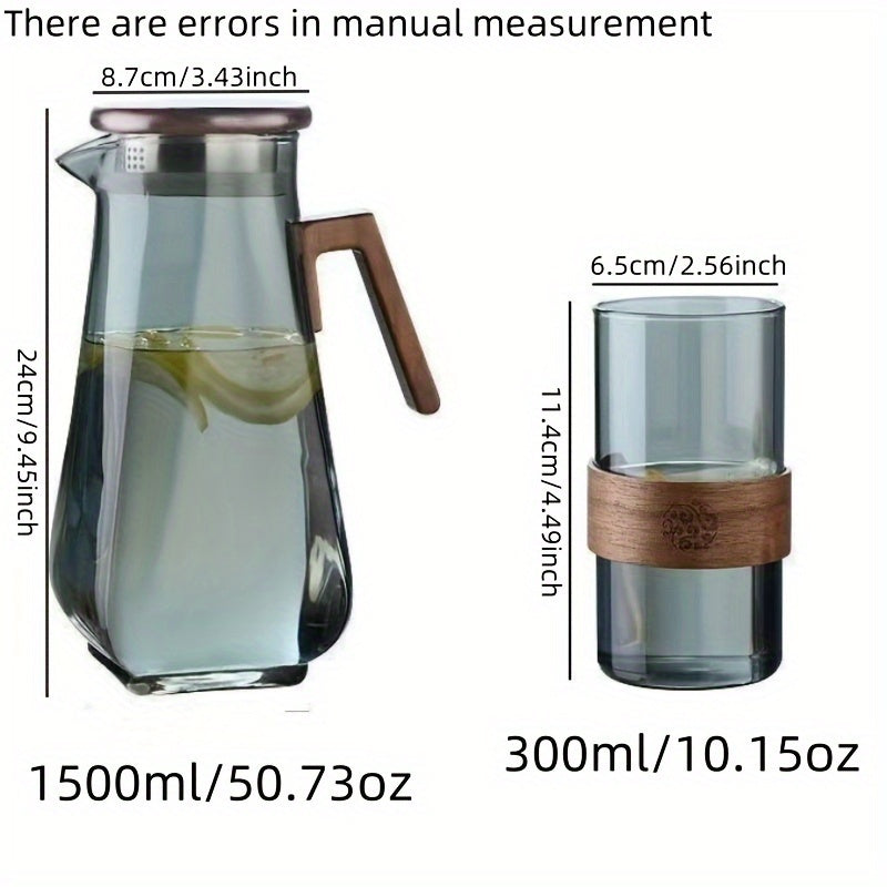 High-Temperature Resistant Glass Cold Water Kettle And Cup Set, Large Capacity, Suitable for Cool Boiled Water And Fruit Tea Cold Brewing, 1 Set, for Home Use