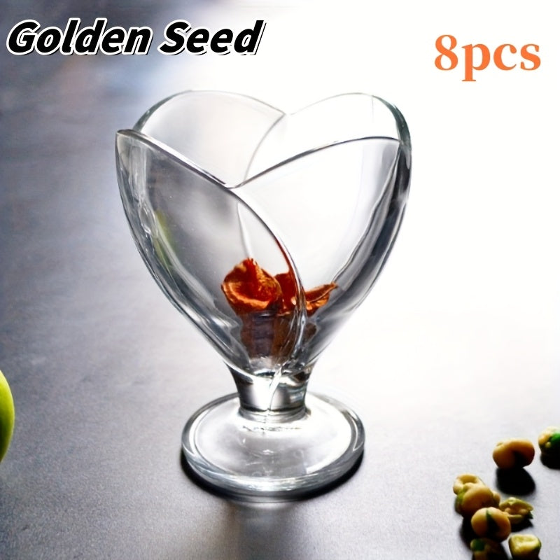 Creative Summer Drink Cups 1\u002F2\u002F4\u002F6\u002F8pcs 260Ml Petal Dessert Glass Cups | Creative Summer Cold Drink, Juice, Yogurt Parfaits, Ice Cream, High-Footed Cups for Home Use