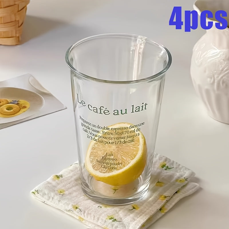 1\u002F2\u002F4pcs INS Style Exquisite Glass Cup Suitable for Ice Coffee, Juice, Drink, Milk, Cocktail And Pearl Milk Tea