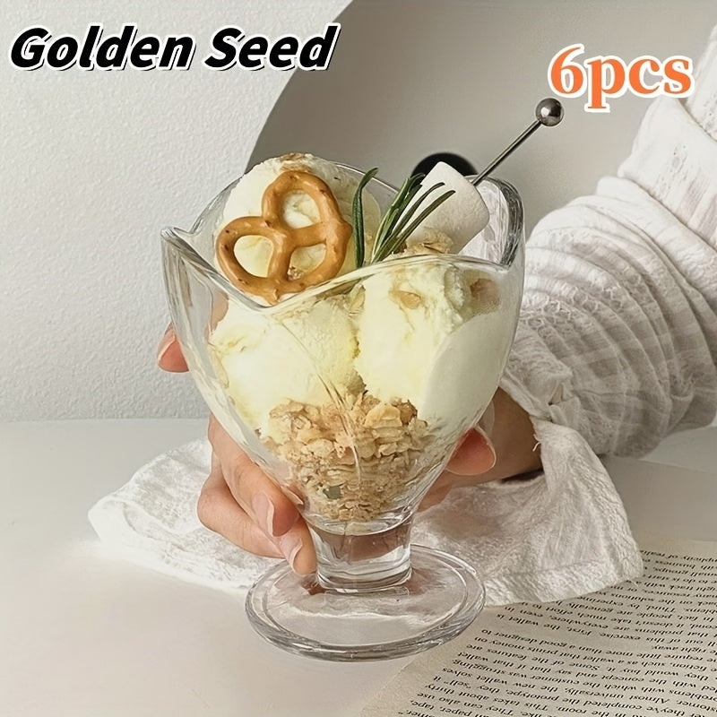 Creative Summer Drink Cups 1\u002F2\u002F4\u002F6\u002F8pcs 260Ml Petal Dessert Glass Cups | Creative Summer Cold Drink, Juice, Yogurt Parfaits, Ice Cream, High-Footed Cups for Home Use