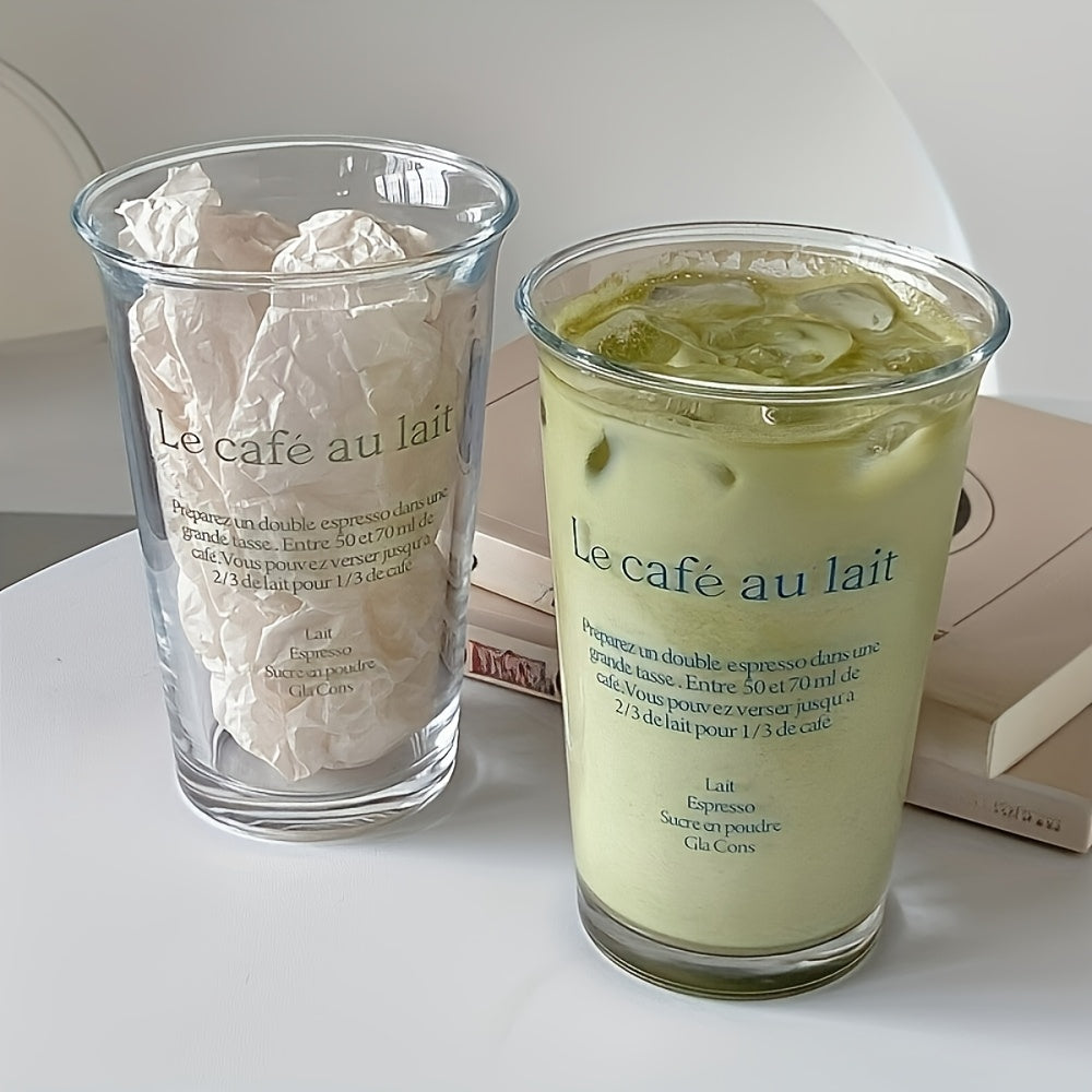 1\u002F2\u002F4pcs INS Style Exquisite Glass Cup Suitable for Ice Coffee, Juice, Drink, Milk, Cocktail And Pearl Milk Tea