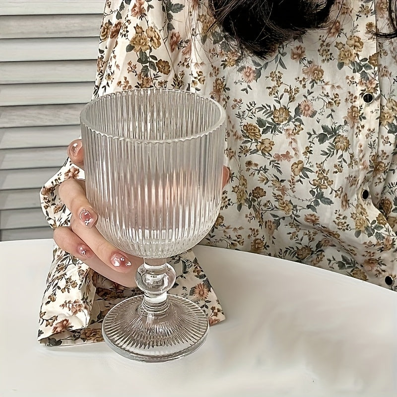 1\u002F2\u002F6\u002F8pcs Ribbed Stemmed Glasses • Juice Glasses, Wine Glasses • Suitable for Cocktails, Beer, Lemonade, Iced Tea, Mixed Drinks • Bar, Club, Restaurant, Home Use