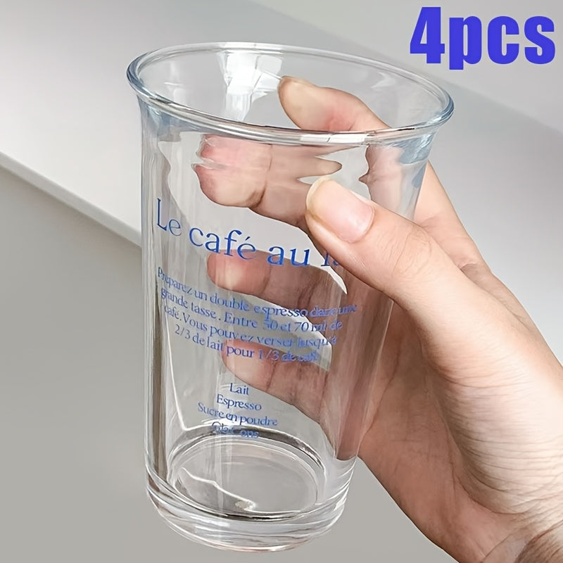 1\u002F2\u002F4pcs INS Style Exquisite Glass Cup Suitable for Ice Coffee, Juice, Drink, Milk, Cocktail And Pearl Milk Tea