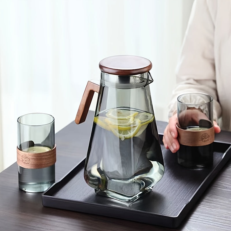 High-Temperature Resistant Glass Cold Water Kettle And Cup Set, Large Capacity, Suitable for Cool Boiled Water And Fruit Tea Cold Brewing, 1 Set, for Home Use