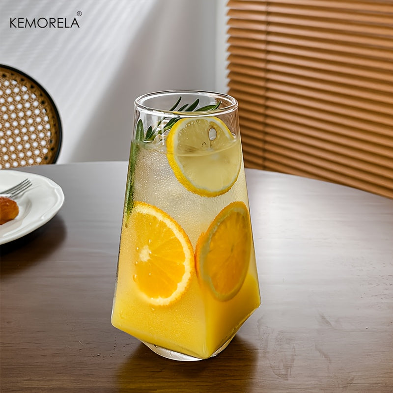 KEMORELA • 4\u002F6pcs Geometric Glass 500ml • Novelty Glass Drinkware Crystal Cup • Modern And Practical Design Glasses • for Drinking Water, Roostertails, Beer, Juices, Coffee • Birthday Gifts