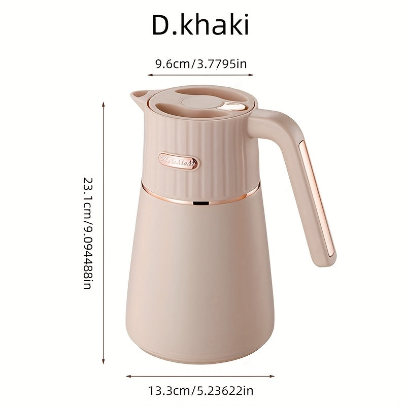 A Stainless Steel Insulated Kettle for Home Use, a Vacuum Coffee Pot, Double-Layer Heat-Resistant Teapot, Press-To-Pour Insulated Hot Water Kettle