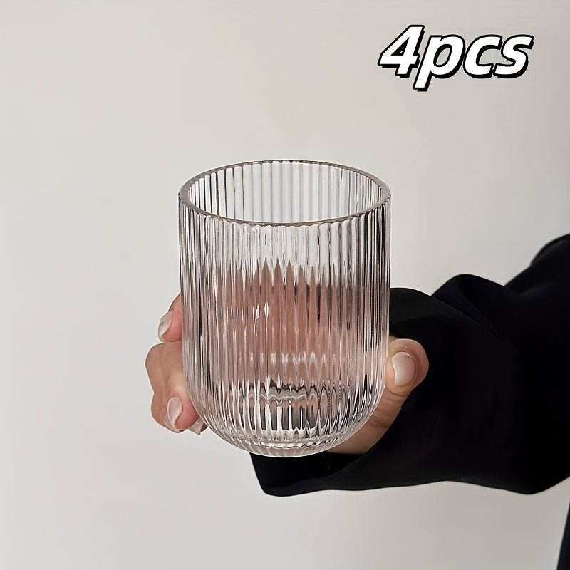 2\u002F4\u002F6\u002F8\u002F12pcs, Vertical Stripe Glasses, Juice Glasses, Red Wine Glasses, Suitable for Cocktails, Beer, Lemonade, Iced Tea, Mixed Drinks - Bar, Club, Restaurant, Home Use