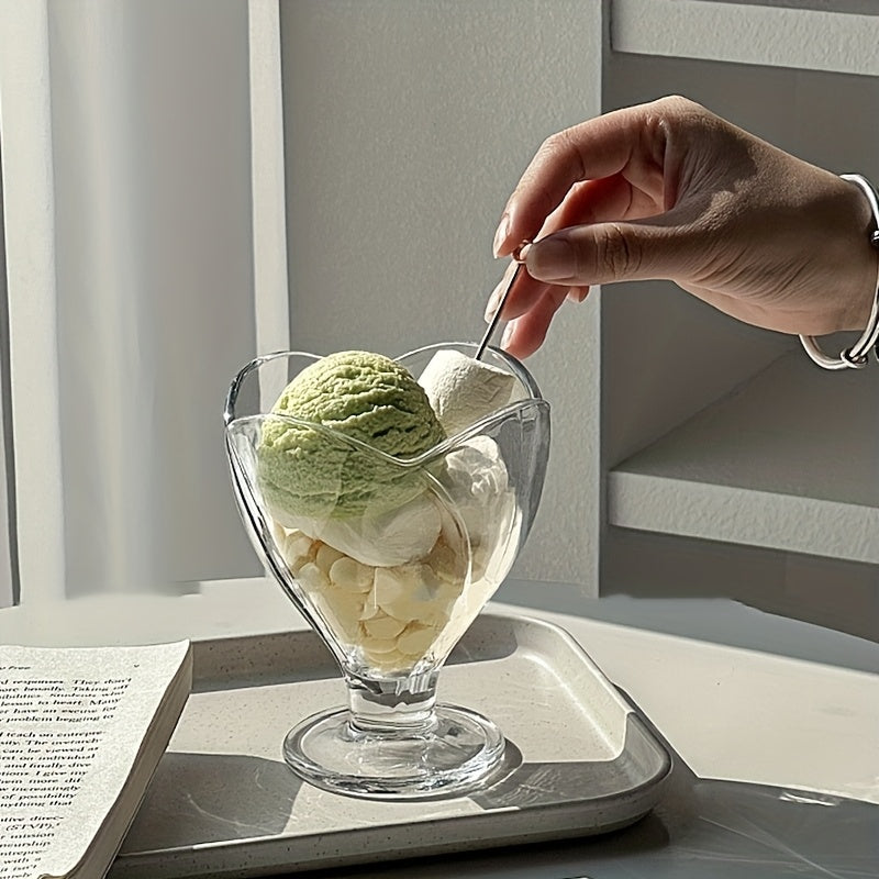 Creative Summer Drink Cups 1\u002F2\u002F4\u002F6\u002F8pcs 260Ml Petal Dessert Glass Cups | Creative Summer Cold Drink, Juice, Yogurt Parfaits, Ice Cream, High-Footed Cups for Home Use