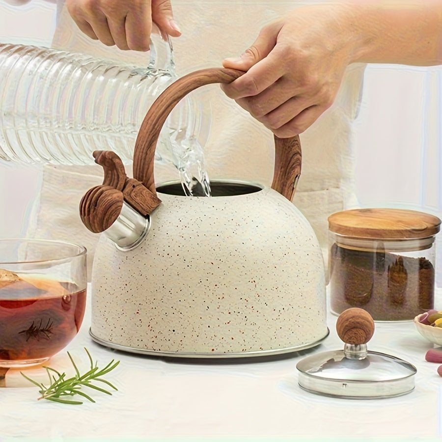 84.54oz Whistle Kettle Stainless Steel Teapot, Stovetop Whistle Coffee Pot Teapot, Suitable for Home Cooking Utensils Stove Gas Kitchen Essential Brewing Coffee, Tea