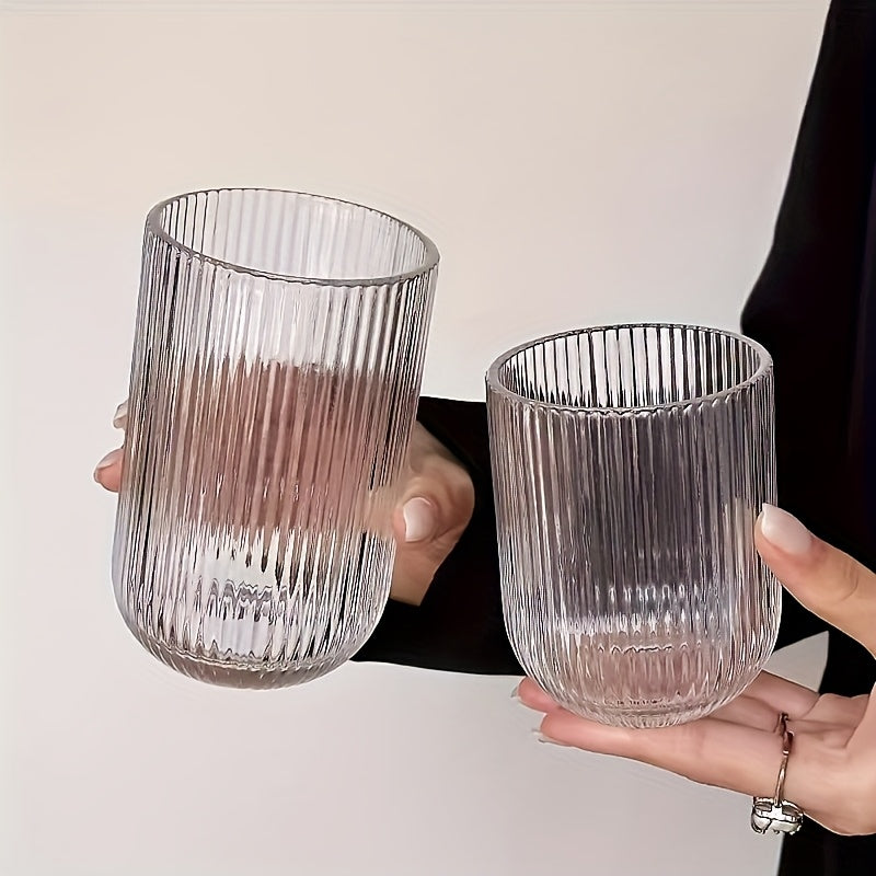 2\u002F4\u002F6\u002F8\u002F12pcs, Vertical Stripe Glasses, Juice Glasses, Red Wine Glasses, Suitable for Cocktails, Beer, Lemonade, Iced Tea, Mixed Drinks - Bar, Club, Restaurant, Home Use