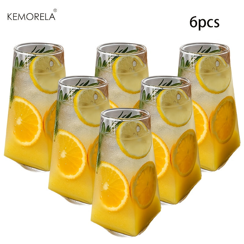 KEMORELA • 4\u002F6pcs Geometric Glass 500ml • Novelty Glass Drinkware Crystal Cup • Modern And Practical Design Glasses • for Drinking Water, Roostertails, Beer, Juices, Coffee • Birthday Gifts
