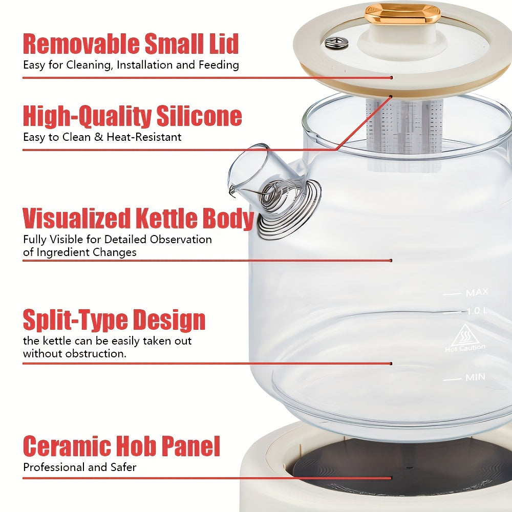 Thanksgiving Gift US Standard Full Glass Health Pot | Multi-Functional Tea Maker, Small Office Flower Tea Pot, Electric Cup, Kettle, 600W, Black Friday Thanksgiving Gift