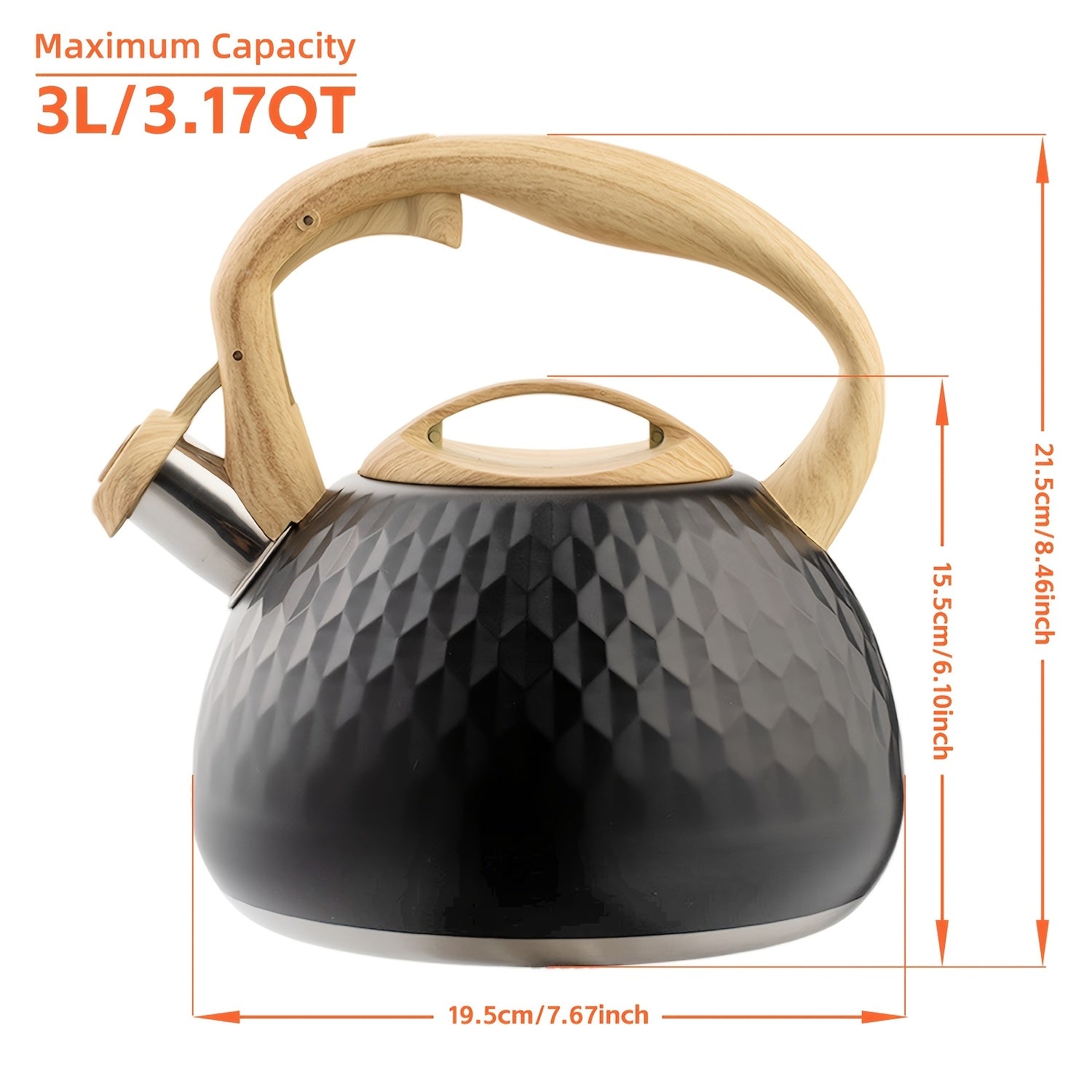 One 3-liter Stainless Steel Large-capacity Hammered-pattern Tea Pot, Suitable for Both Household and Commercial Use, and Can Be Used with Induction Cookers and Gas Stoves as a Universal Pot.